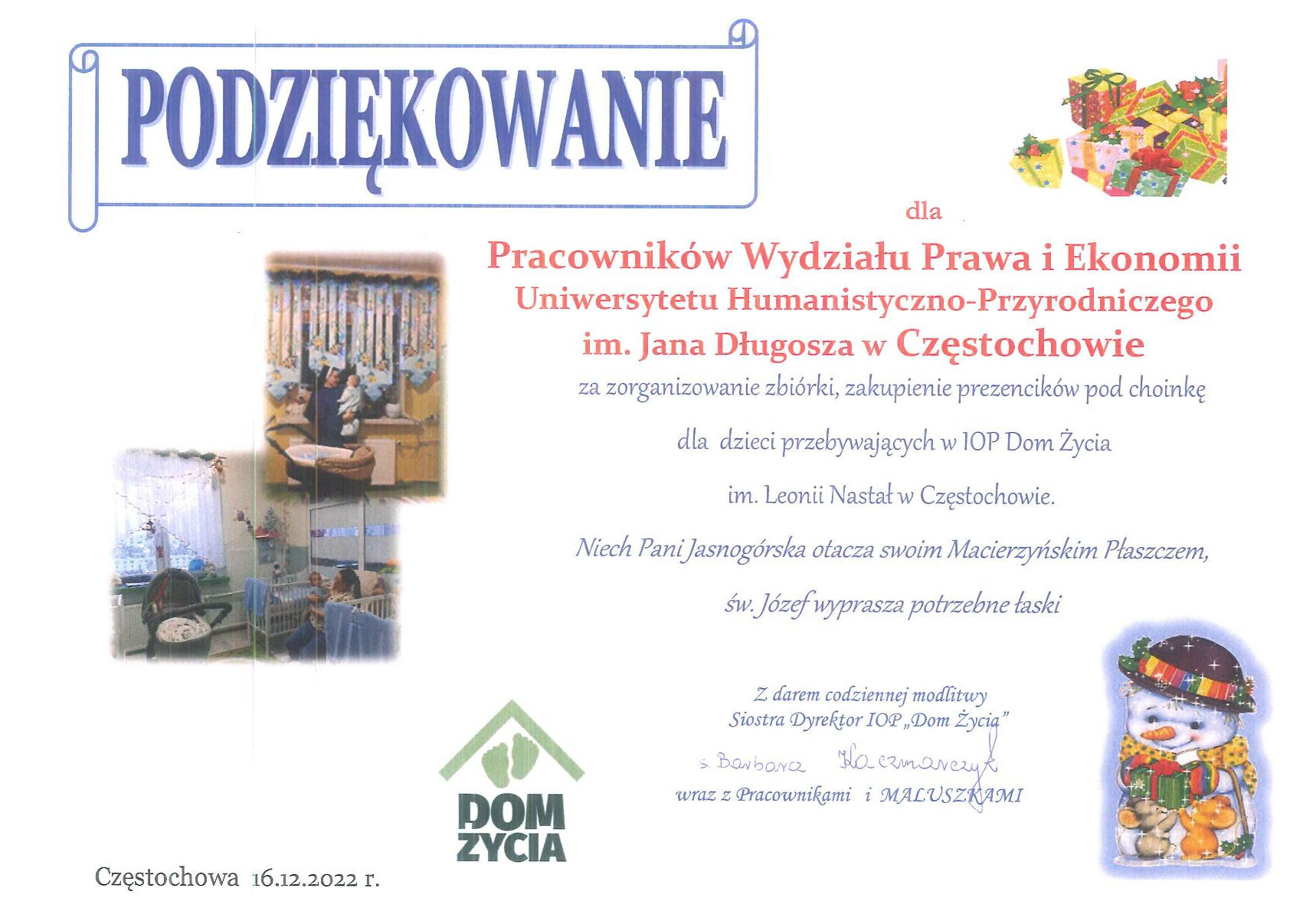 Kartka z podziękowaniami 