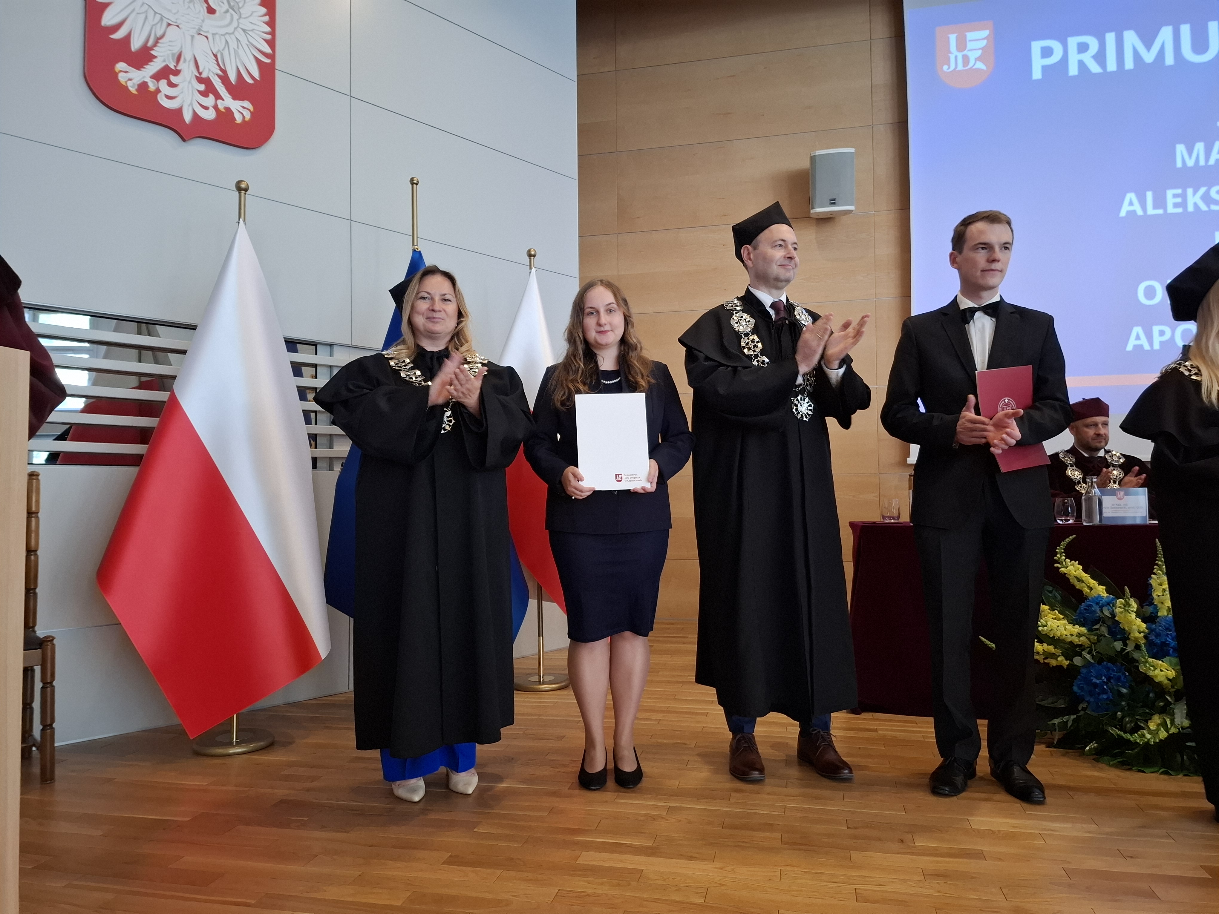 Wręczenie tytułu PRIMUS IN FACULTATE Studentce Wydziału Prawa i Ekonomii